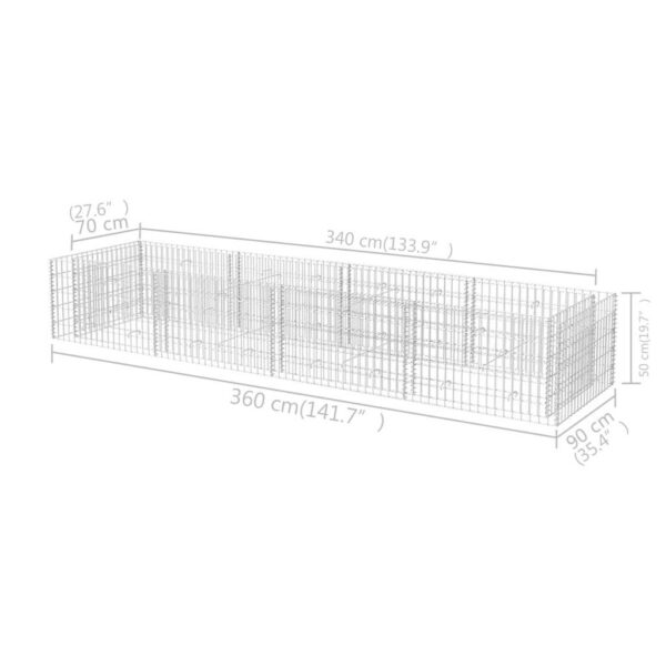 vidaXL Gabion Raised Bed Steel 141.7":man:5.4"x19.7" - Image 6