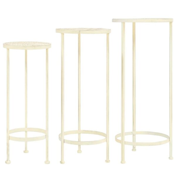 vidaXL Plant Stand Set 3 Pieces Vintage Style Metal Antique White