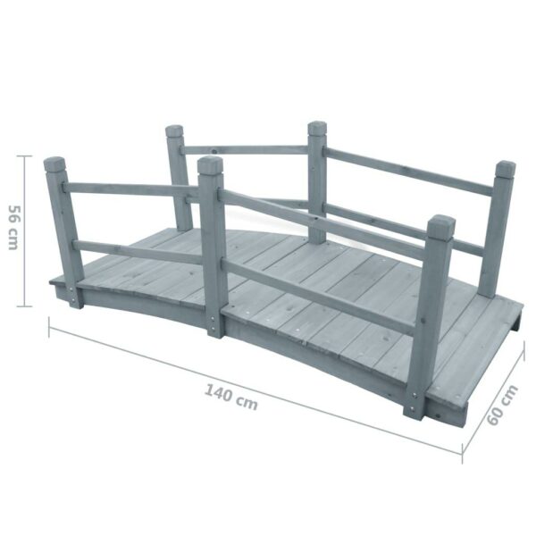 vidaXL Garden Bridge Gray 55.1"x23.6"x22" Solid Firwood - Image 4