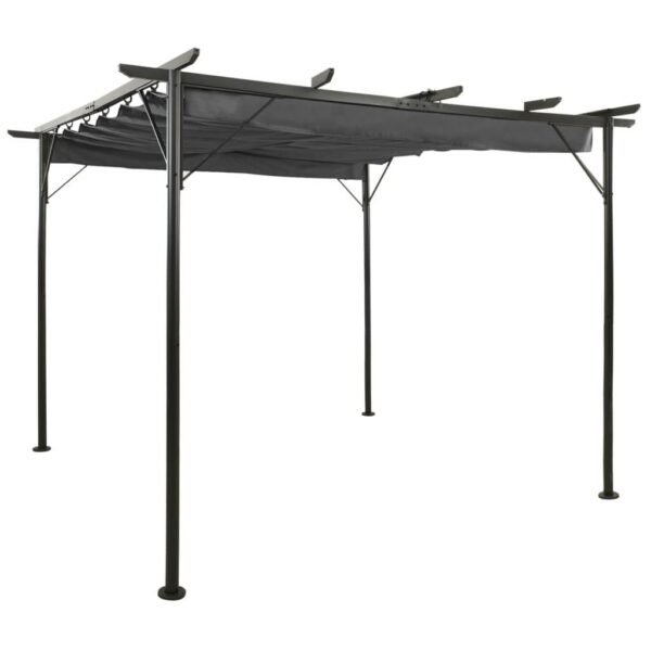 vidaXL Pergola with Retractable Roof Anthracite 9.8'x9.8' Steel 0.6 oz/ft