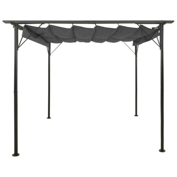 vidaXL Pergola with Retractable Roof Anthracite 9.8'x9.8' Steel 0.6 oz/ft - Image 2