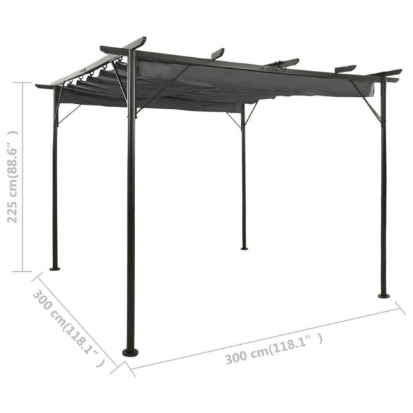 vidaXL Pergola with Retractable Roof Anthracite 9.8'x9.8' Steel 0.6 oz/ft - Image 6