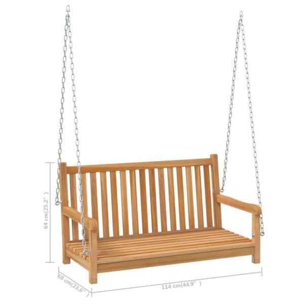 vidaXL Swing Bench Solid Teak Wood 44.9"x23.6"x25.2" - Image 8