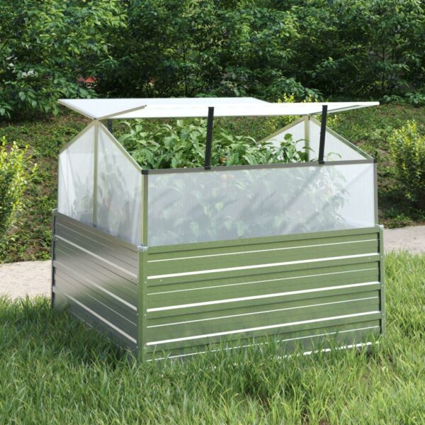 vidaXL Garden Raised Bed with Greenhouse 39.4":man:9.4":man:3.5" Silver