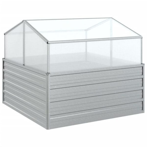 vidaXL Garden Raised Bed with Greenhouse 39.4":man:9.4":man:3.5" Silver - Image 2