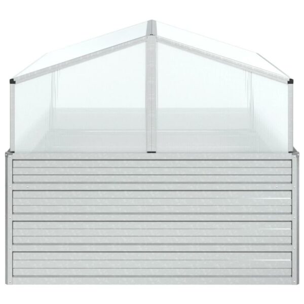 vidaXL Garden Raised Bed with Greenhouse 39.4":man:9.4":man:3.5" Silver - Image 5