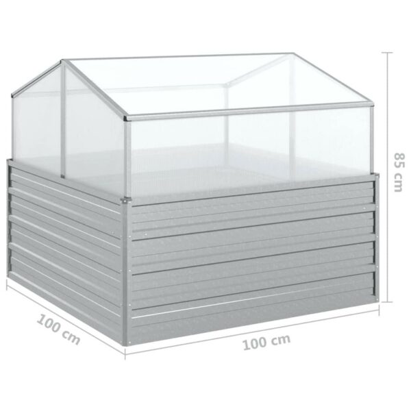 vidaXL Garden Raised Bed with Greenhouse 39.4":man:9.4":man:3.5" Silver - Image 8