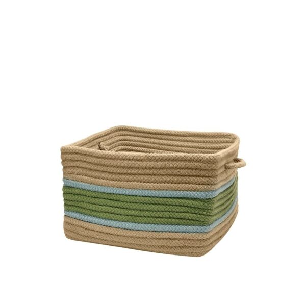 Garden Banded - Moss/Fed Blue 18"x12" Square Storage Basket