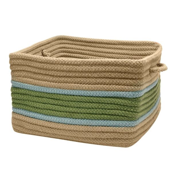 Garden Banded - Moss/Fed Blue 18"x12" Square Storage Basket - Image 2