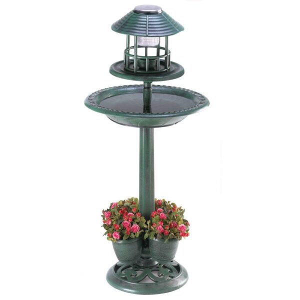 Solar-Lighted Birdbath and Planter - Image 2