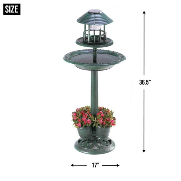 Solar-Lighted Birdbath and Planter - Image 3