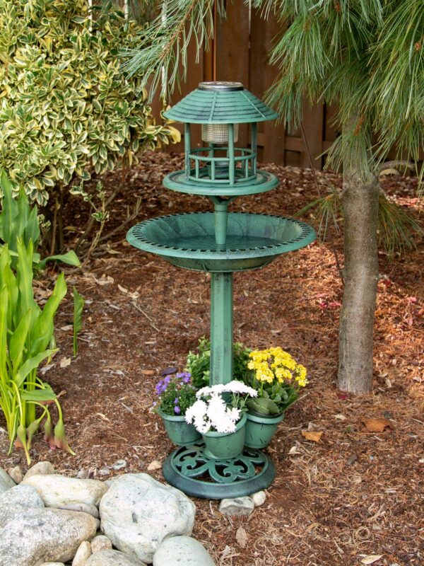 Solar-Lighted Birdbath and Planter - Image 4