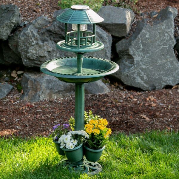 Solar-Lighted Birdbath and Planter - Image 5