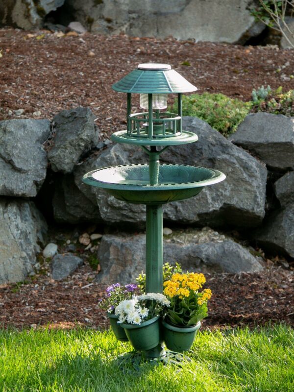 Solar-Lighted Birdbath and Planter - Image 6