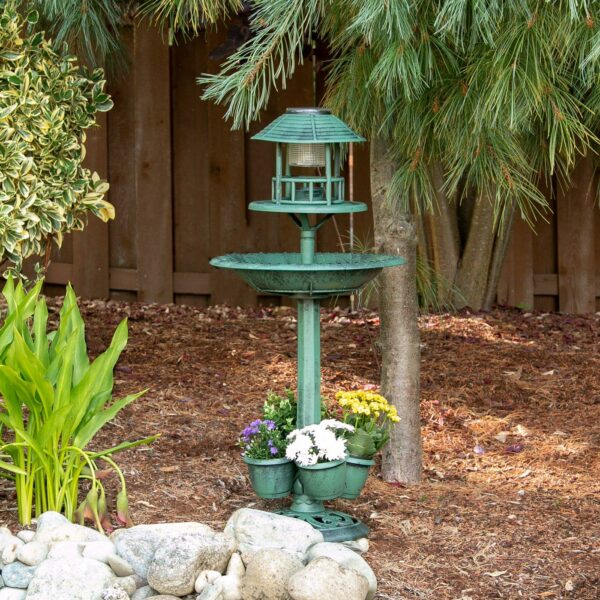 Solar-Lighted Birdbath and Planter - Image 7