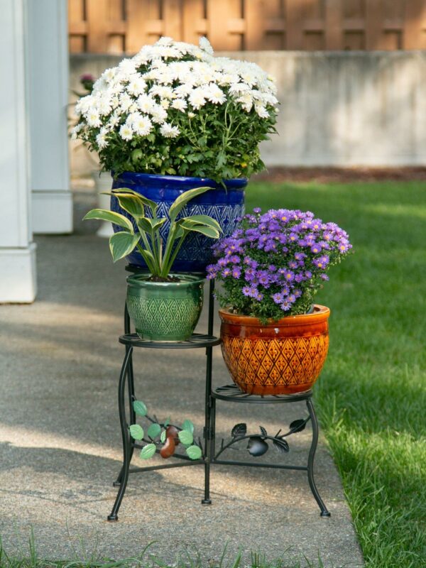 Embossed Jewel Tone Ceramic Planter Set - Image 6