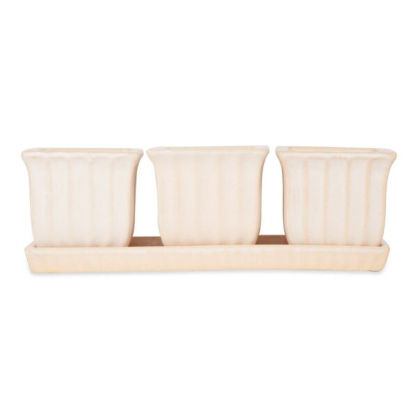 Ceramic Mini Planter Set - Ivory Square - Image 4