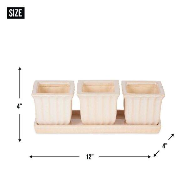 Ceramic Mini Planter Set - Ivory Square - Image 7