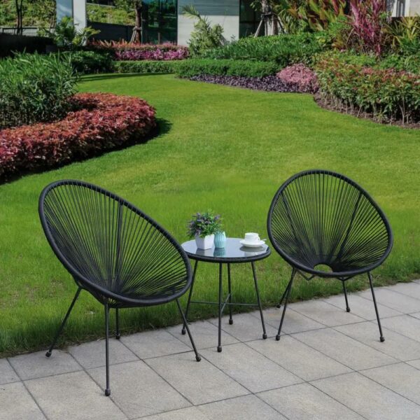 Sassio 3 piece Conversation Patio Set - Black - Image 2