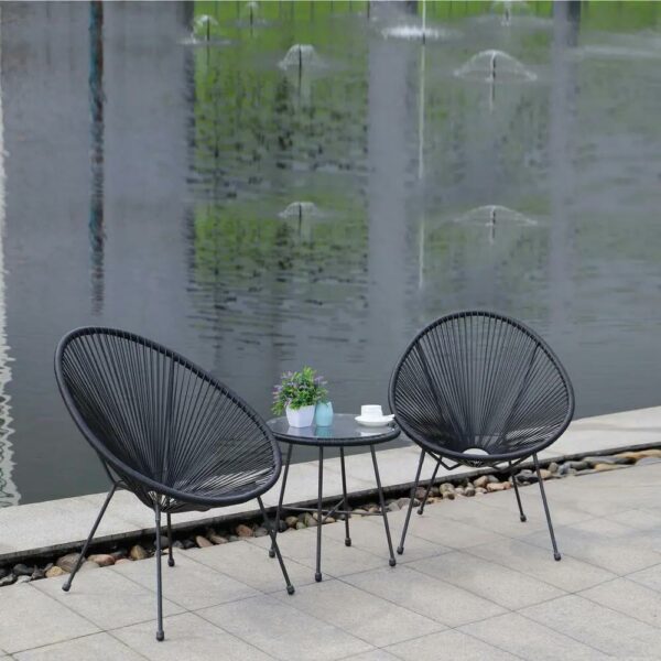 Sassio 3 piece Conversation Patio Set - Black - Image 5