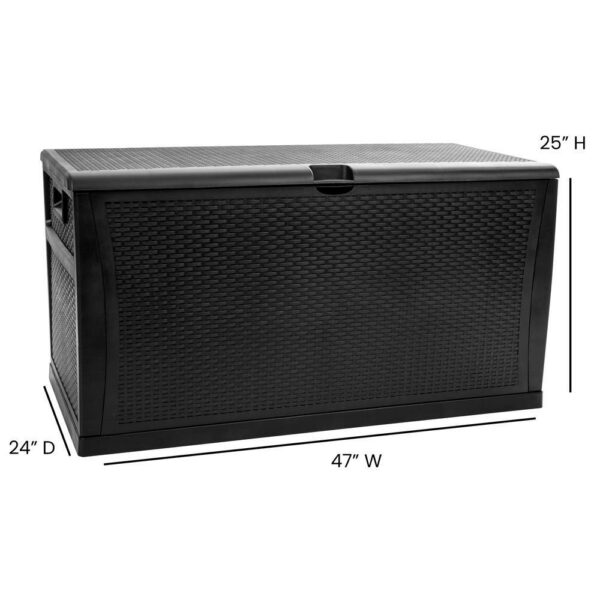 120 Gallon Plastic Deck Box - Outdoor Waterproof Storage Box for Patio Cushions, Garden Tools and Pool Toys, Black - Image 4