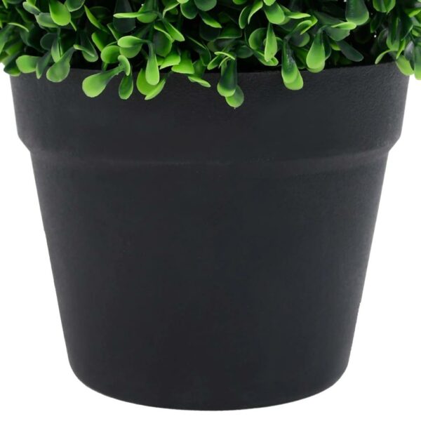 vidaXL Artificial Boxwood Plants 2 pcs with Pots Ball Shaped Green 12.6" - Image 5