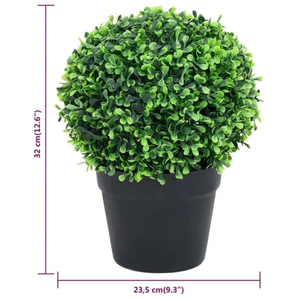 vidaXL Artificial Boxwood Plants 2 pcs with Pots Ball Shaped Green 12.6" - Image 6