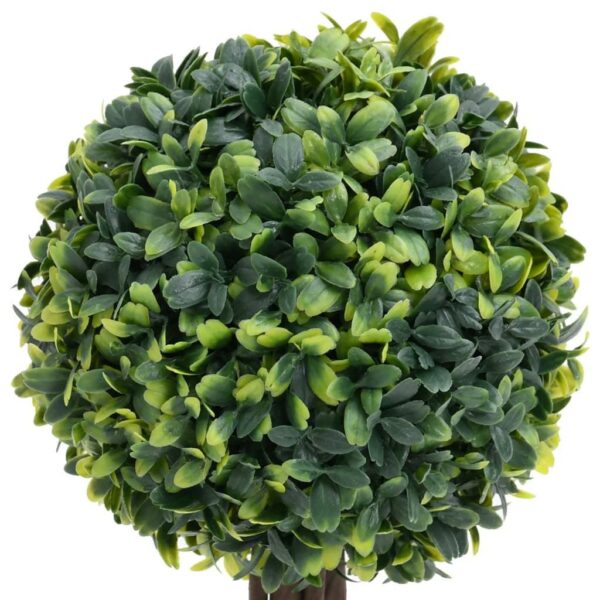 vidaXL Artificial Boxwood Plants 2 pcs with Pots Ball Shaped Green 22" - Image 5